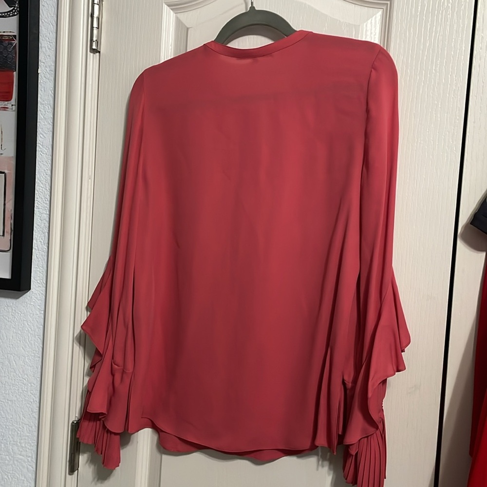 Kobi Halperin Wyatt 100% Silk Coral Long Sleeve Blouse Minimalist Quiet Luxury - Picture 4 of 6
